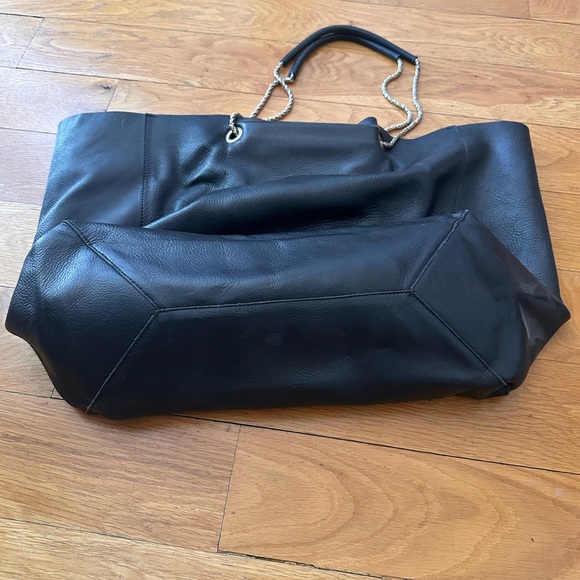 Sezane Black Leather Tote with Chain Handles - Picture 3 of 4
